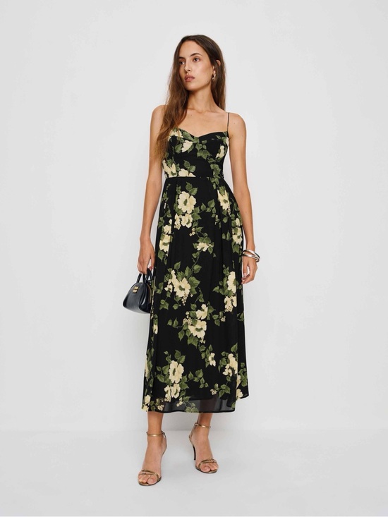 Reformation Dresses & Skirts - Reformation Jaelyn Dress in Epernay | Black Floral Size 6, Like New